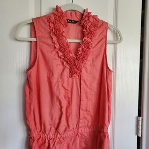 Coral ruffled sleeveless top